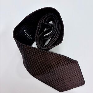 Vintage Christian Dior Monsieur Burgundy Gold Pattern Silk Tie